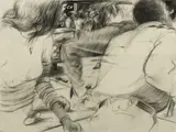Robert Birmelin, Untitled, Pencil Sketch on Paper "Street Crime: Study for Event with Two Cops"