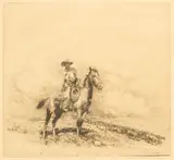 Edward Borein, Trail Boss, Etching Cowboy And Cattle
