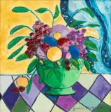 Genevieve Turtaut, Still Life with Fruit in a Bowl, 1997, Oil on Canvas