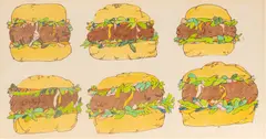 Gordon Newton, Hamburgers, Pencil Drawing on Paper