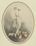 Louis Icart, Petit Déjeuner (Mealtime), 1927, Aquatint Etching with Color