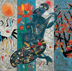Pipa Melody by Jiang Tie Feng, circa 1990, Serigraph on Paper, sold May 2025