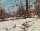 Edward Henry Potthast II, Untitled, Watercolor on Paper on Board 1916, "Late Afternoon Winter"