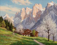 Alpine Scene by Erwin Kettemann, circa 1960, Oil on Canvas, sold May 2025