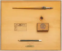 Saul Steinberg, The Yellow Pen, 1971, Mixed Media Collage on Wood