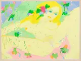 Walasse Ting, Reclining Nude, circa 1986, Acrylic And Oil Pastel on Watermarked Wove Paper