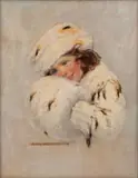 Jessie Willcox Smith, Untitled, Oil, Gouache And Charcoal on Illustration Board 'Girl in White Fur Coat, Hat And Muff (Good Housekeeping Feb