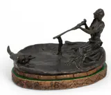 Smoking with the Spirit of the Buffalo by Charles Marion Russell, Bronze Sculpture, offered Apr 2025