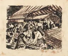 Zoltan Sepeshy, Country Fair, Pen, Ink And Ink Wash on Laid Paper