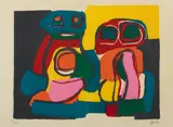 Karl Appel, Deux Personages, 1969, Lithograph in Colors on Arches Wove Paper