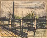 Bernard Buffet, Le Pont Diu Jour, Lithograph in Colors on Wove Paper