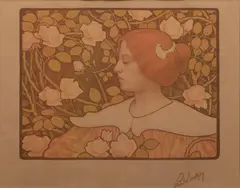 Paul Berthon, La Femme Aux Chrysanthèmes, circa 1902, Lithograph in Colors on Cream Wove Paper