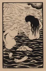 Three Bathers by Félix Vallotton, circa 1894, Woodcut on Cream Wove Paper, sold Apr 2025