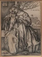 Hans Sebald Beham, The Virgin And Child with the Parrot, Engraving on Laid Paper, Ca.