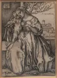 Hans Sebald Beham, The Virgin And Child with the Parrot, Engraving on Laid Paper, Ca.