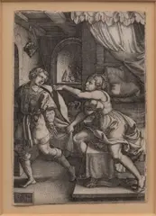 Georg Pencz, Joseph And Potiphar's Wife, Copper Engraving on Laid Paper, Ca.