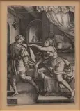 Georg Pencz, Joseph And Potiphar's Wife, Copper Engraving on Laid Paper, Ca.