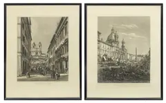 Luigi Rossini, Veduta Della Via Condotti, Engravings on Paper