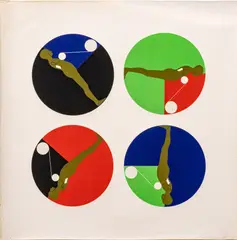 Ernest Trova, Falling Man Variant, 1967, Silkscreen in Colors on Linen