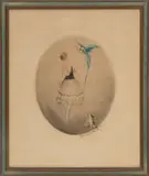 Perroquet Bleu (Blue Parrot) by Louis Icart, 1928, Etching in Colors on Paper, sold Apr 2025