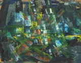 Elaine 'Bebe' Krimmer Brams, Composition, 1961, Oil on Masonite, Before