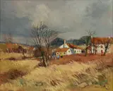 Maurice Lemaître, French Countryside Scene, circa 1950, Oil on Canvas