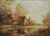 William Bradley, Untitled (Thatched Roof Cottage), Oil on Canvas