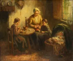 Mother And Children by Cornelius Wouter Bouter, Oil on Canvas, sold Apr 2025