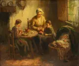 Cornelius Wouter Bouter, Mother And Children, Oil on Canvas