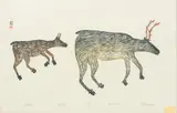 Keeleemeeoomee Samualie, Tuktuq, 1975, Stonecut on Paper