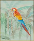 Lee Reynolds Burr, Scarlet Macaw, Oil on Canvas, Ca. Later