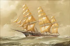 Renato Longanesi, Clipper Ship in Rough Seas, circa 1960, Oil on Canvas