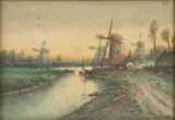 George Ernest Colby, Dutch Riverscape, Watercolor on Paper