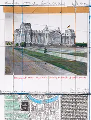Christo, Wrapped Reichstag (Project for Berlin), 1995, Mixed media