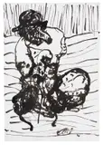 Georg Baselitz, Ohne Titel (Schweinekopf), 1965, Pen and India ink drawing