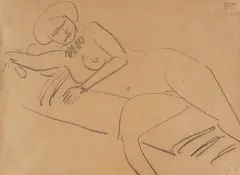 Ernst Ludwig Kirchner, Frauenakt (verso: Partie bei Dresden), 1908, Pencil drawing