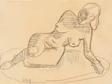 Karl Schmidt-Rottluff, Weiblicher liegender Akt, 1945, Pencil