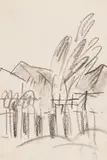 August Macke, Zaun und Baum, 1914, Charcoal