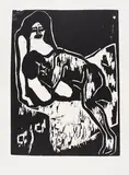 Karl Schmidt-Rottluff, Liebespaar, 1909, Woodcut
