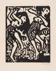 Emil Nolde, Kerzentänzerinnen, 1917, Woodcut