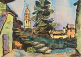 Karl Schmidt-Rottluff, Tessiner Bauernhof, 1949, Watercolor