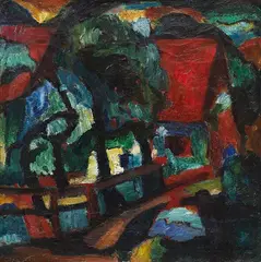 Eberhard Viegener, Haus in Bäumen, 1920, Oil on canvas