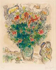 Marc Chagall, Bouquet Multicolore, 1974, Lithograph in colors