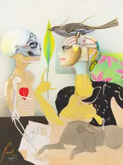 Paul Wunderlich, Love and Death, 1990, Oil on canvas