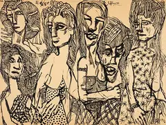 Louis Soutter, Effluves - Il exige un porto, 1936, Pen and India ink drawing