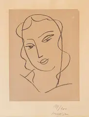 Etude pour la vierge ”Tete voilée” by Henri Matisse, 1950, Lithograph, sold Jul 2026