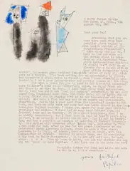 Lyonel Feininger, Letter from Lyonel Feininger to Thekla Hess, New Haven, August 9, 1953, Watercolor