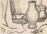 August Macke, Krüge und Apfelschale, 1912, Pencil