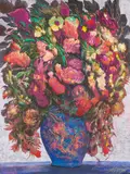 Ernst Fuchs, Blumenstillleben, 1991, Mixed media
