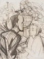 Erich Heckel, Gespräch, 1919, Charcoal
